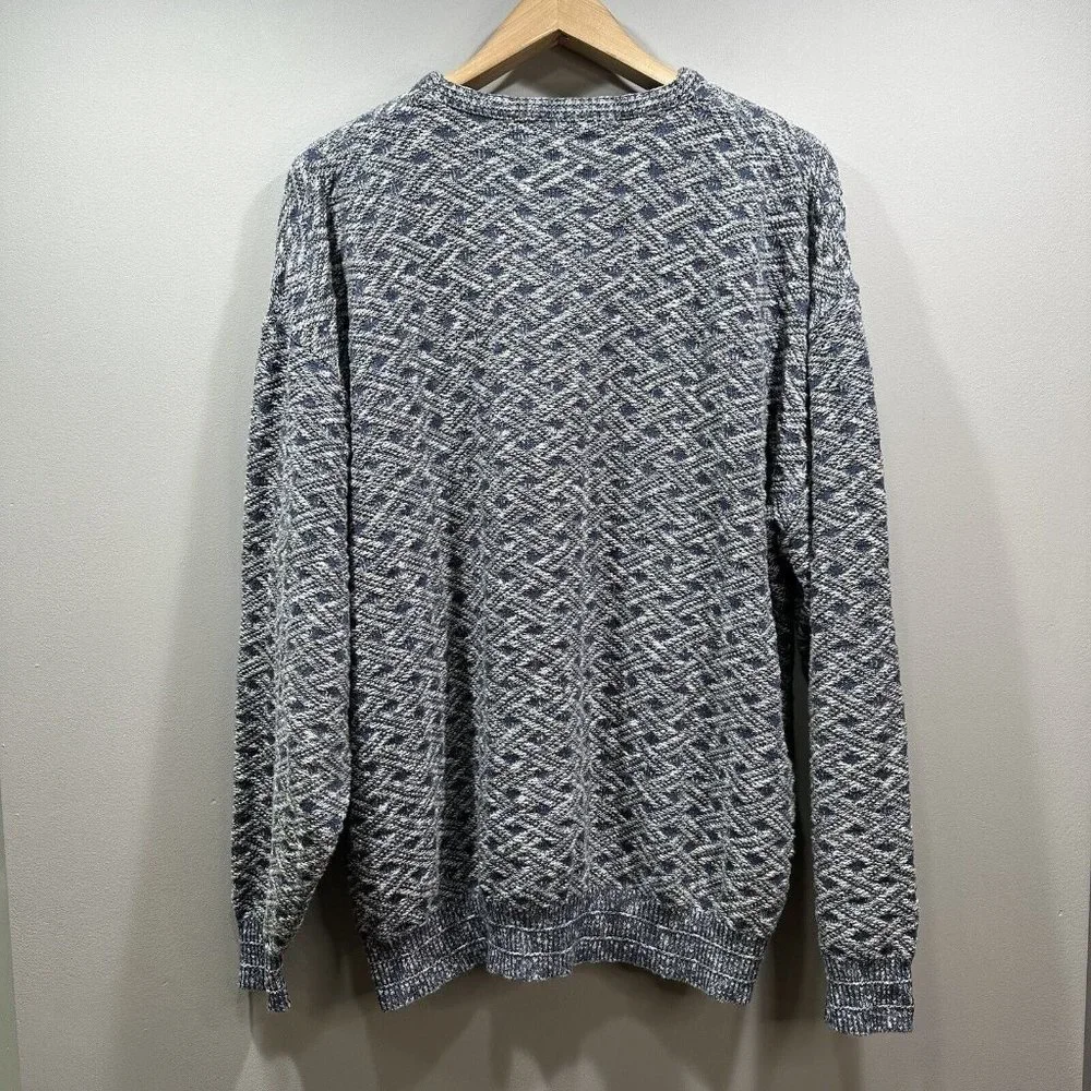 VTG SHENANDOAH Mens XXL Blue Gray Lattice Knit Cotton Blend Crew Neck Sweater US - Picture 11 of 12